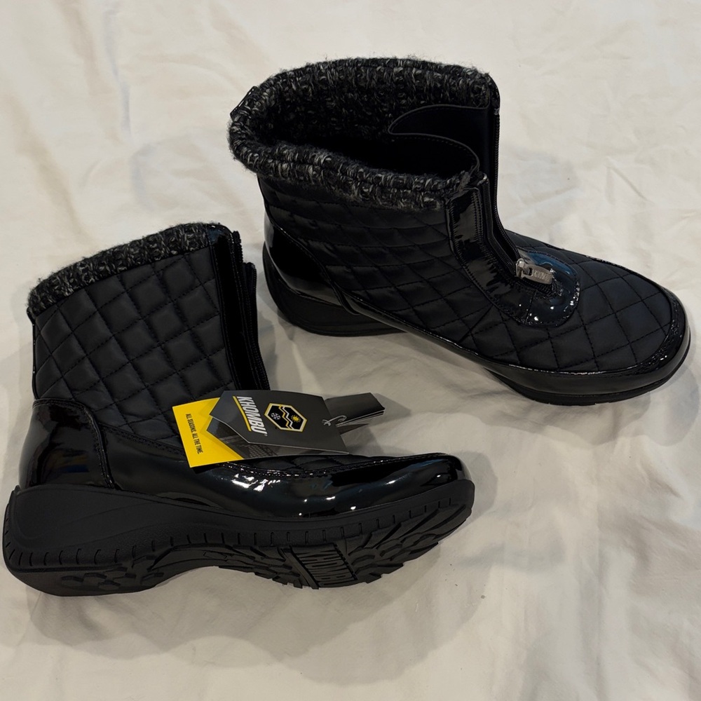 Khombu Black Quilted Women's Boots 9M winter NWT